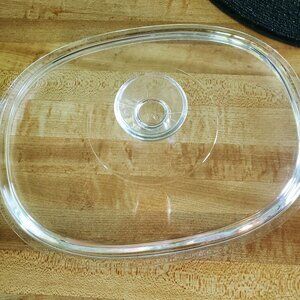 Pyrex DC 1- 1/2 C Oval Glass Replacement Lid Large Knob Clear Glass Lid Only